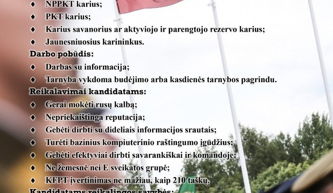 Vykdoma karių atranka į Lietuvos kariuomenės Didžiojo kunigaikščio Gedimino štabo batalioną...